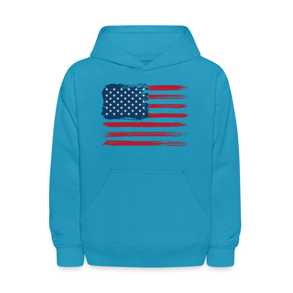 American Flag Hoodie - turquoise