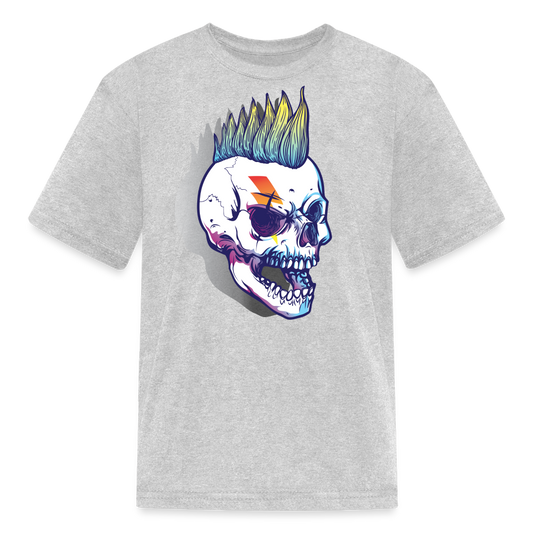 Punk Rockstar Skull Kids T-Shirt - heather gray