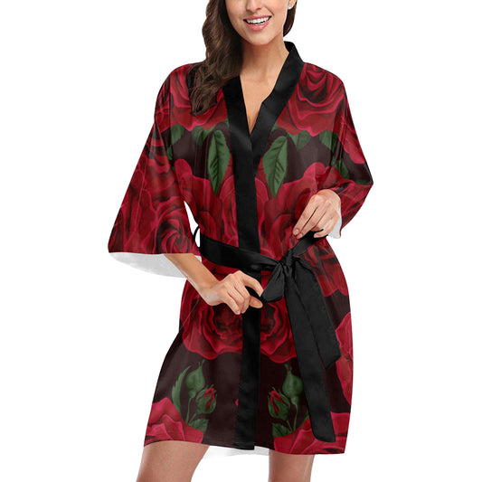Red Roses Kimono Robe