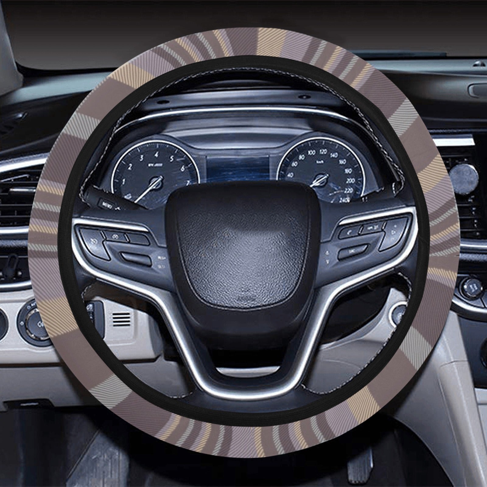Beige Plaid Steering Wheel Cover