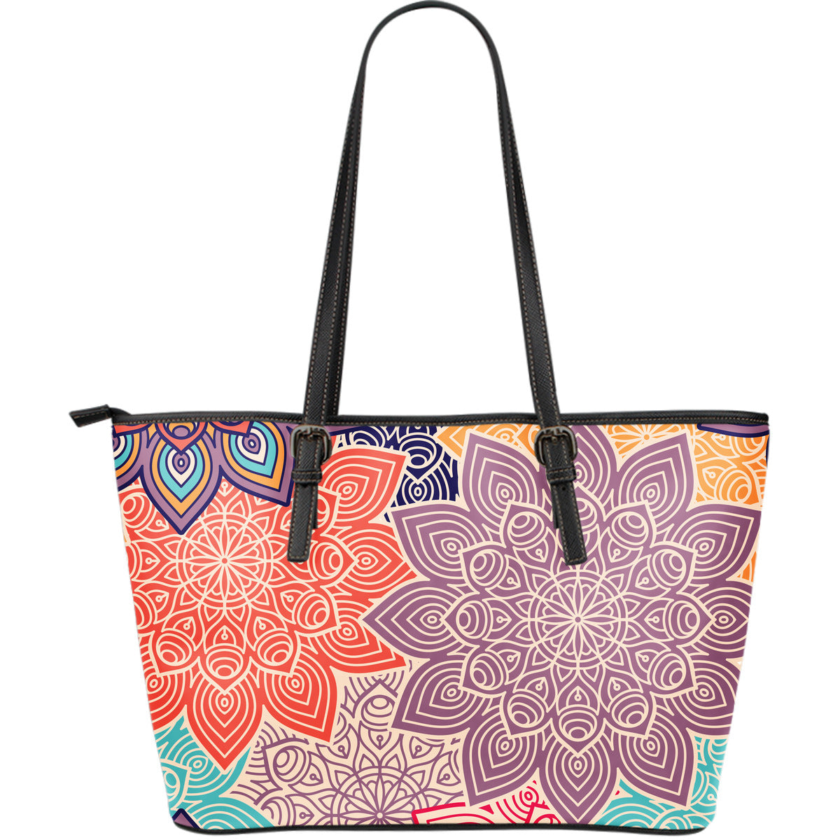 Colorful Floral Madalas Leather Tote Bag