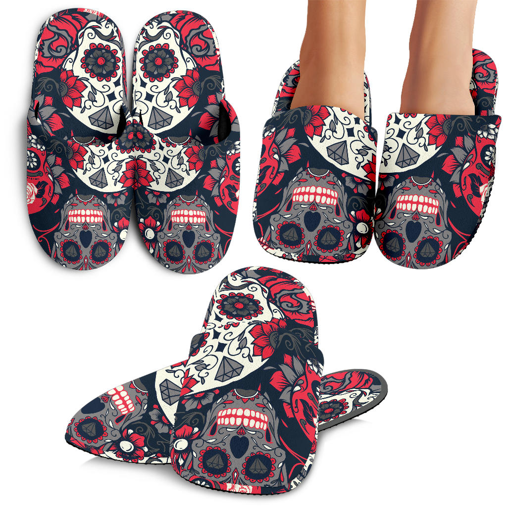 Sugar Skulls Roses Slippers