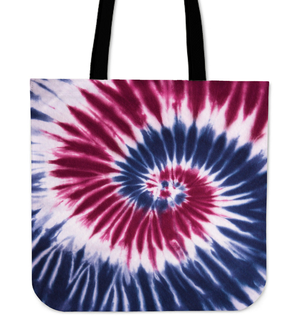 Red, White & Blue Tie Dye Canvas Tote Bag