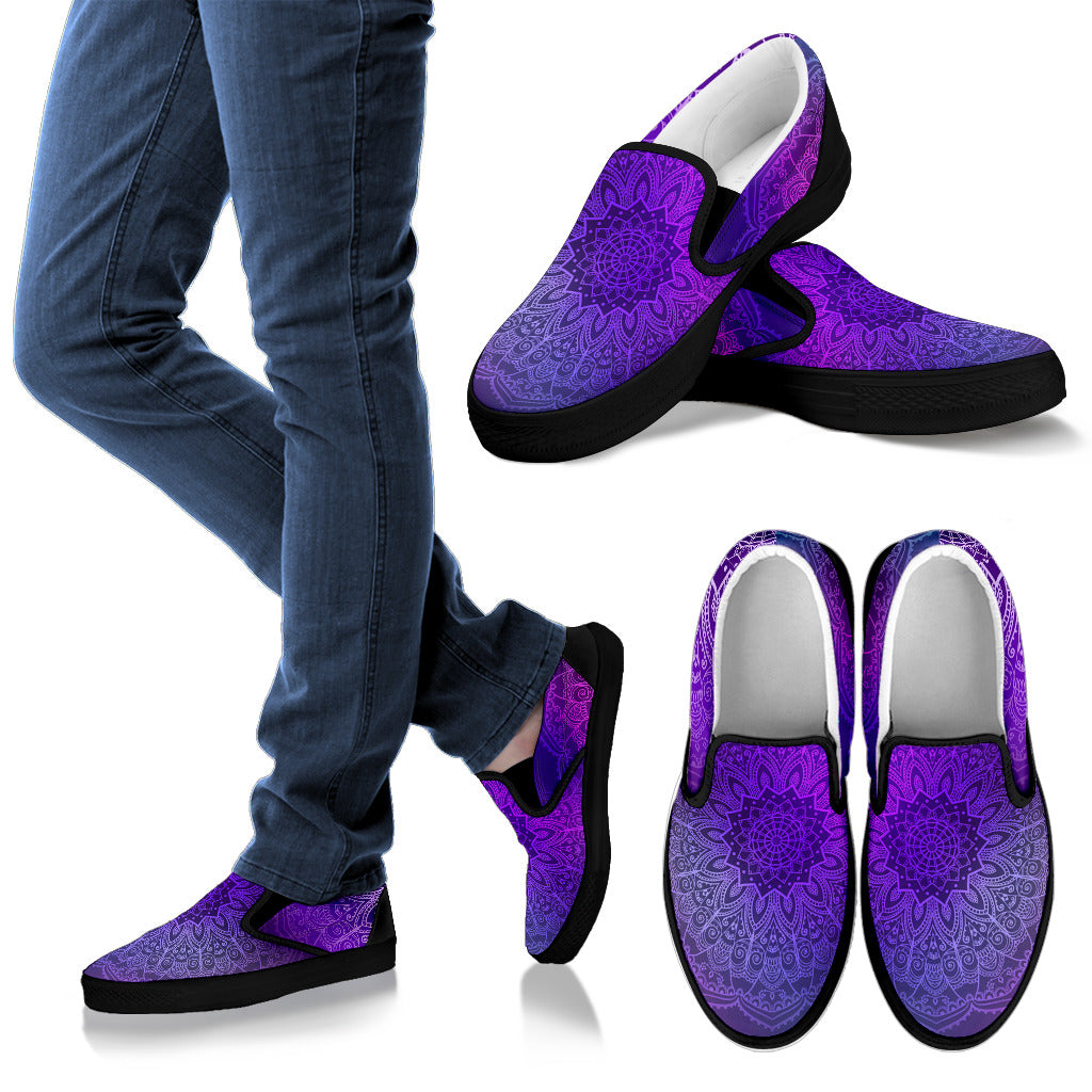 Colorful Purple Mandalas Slip On Shoes