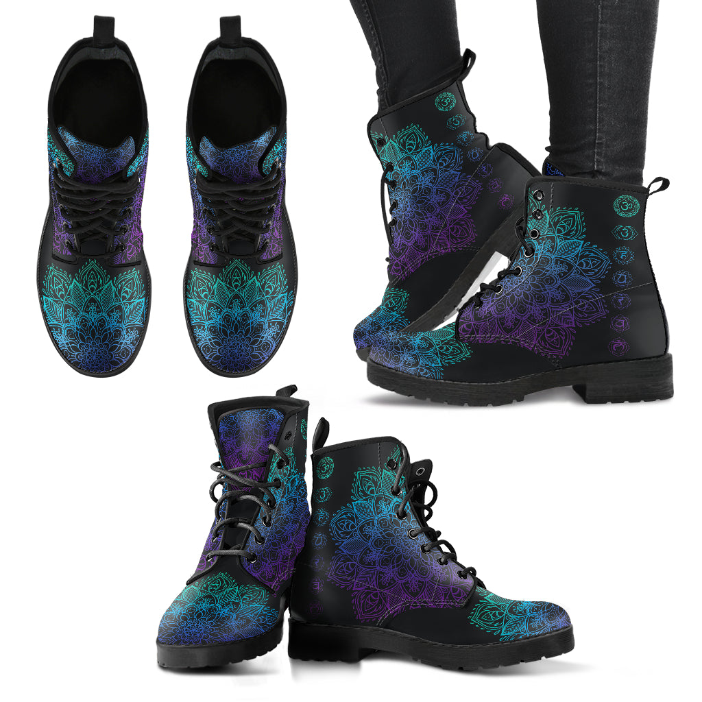 Purple Mandala Chakras Womens Boots