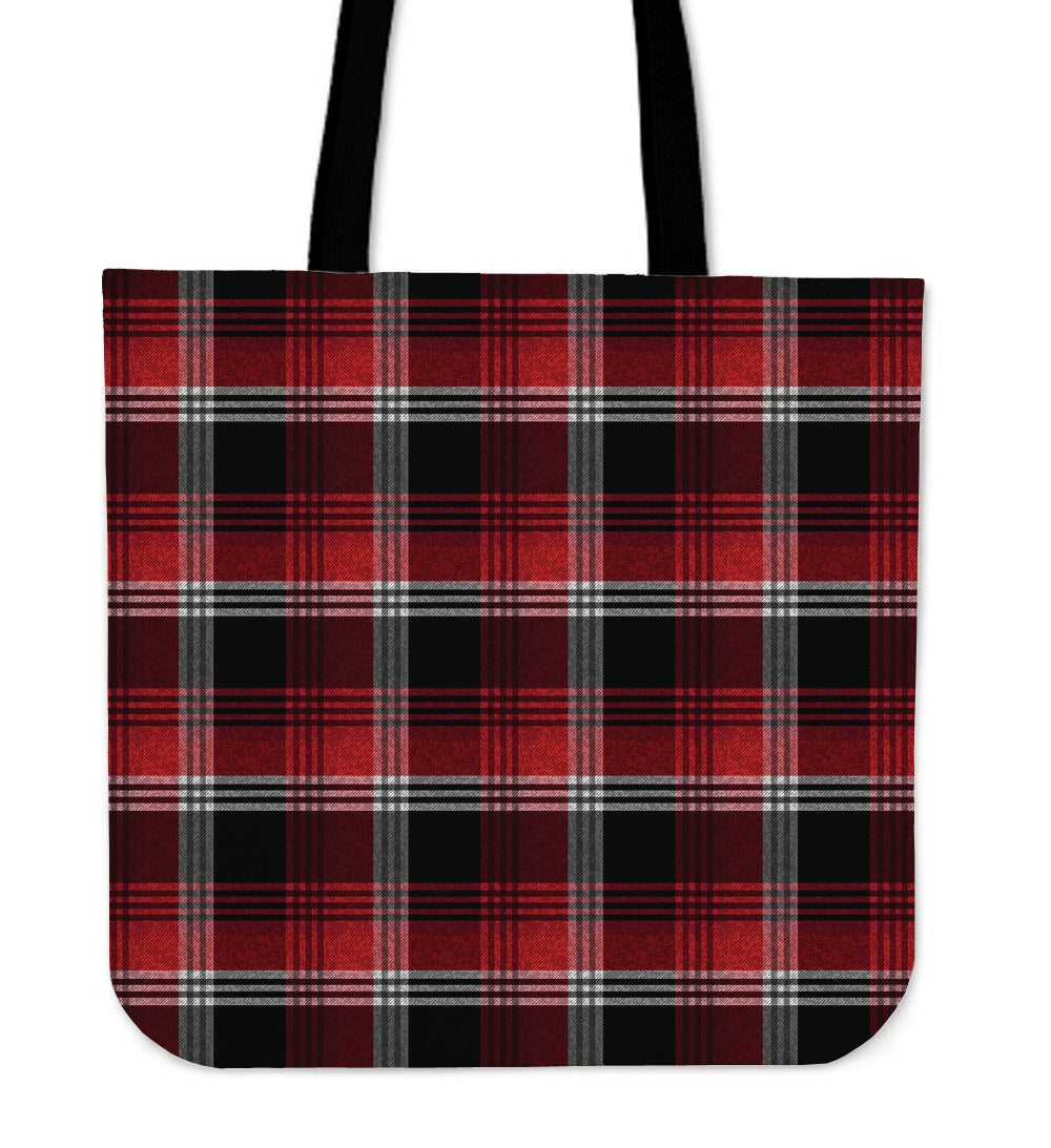 Red Plaid Canvas Tote Bag