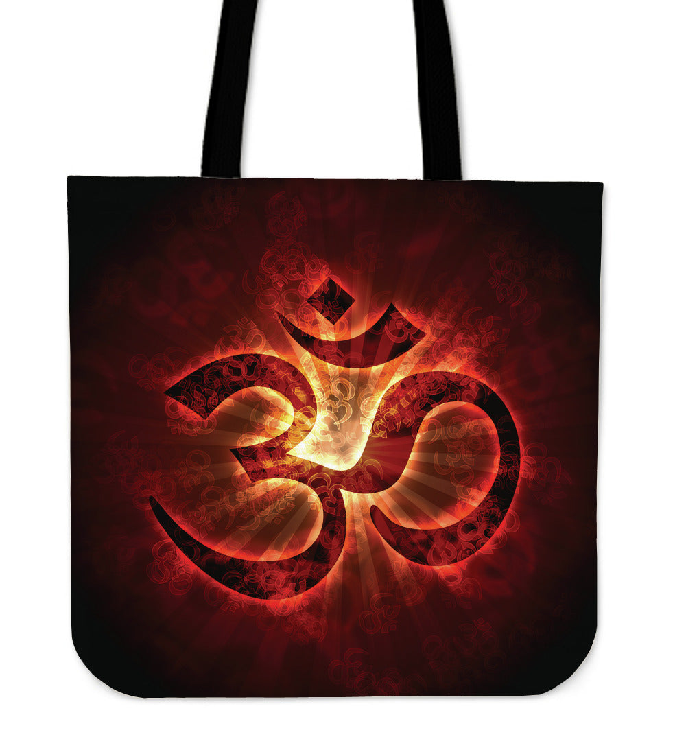 Red Aum Canvas Tote Bag