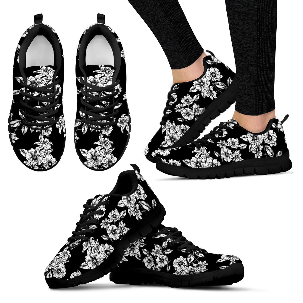 Black Floral Sneakers