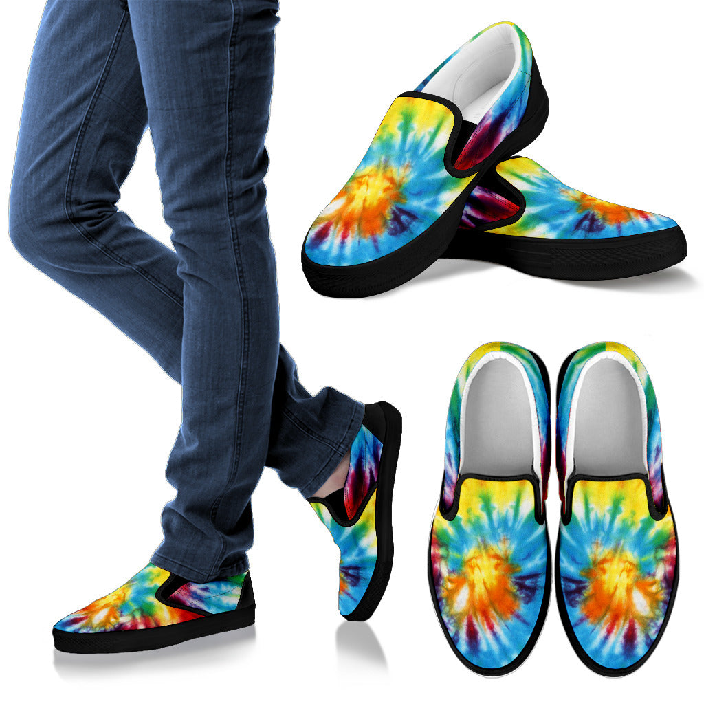Colorful Tie Dye Abstract Art Slip On Shoes