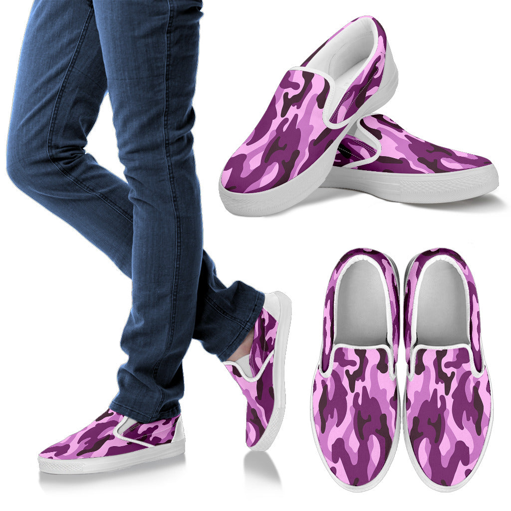 Purple Camouflage Slip On Shoes