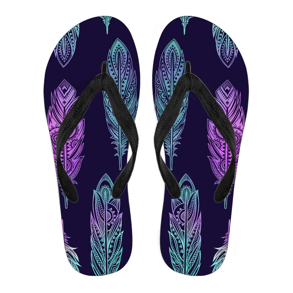 Neon Pink Feathers Flip Flops