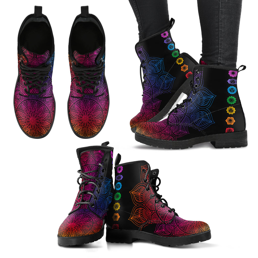 Colorful Mandala Chakras Womens Boots