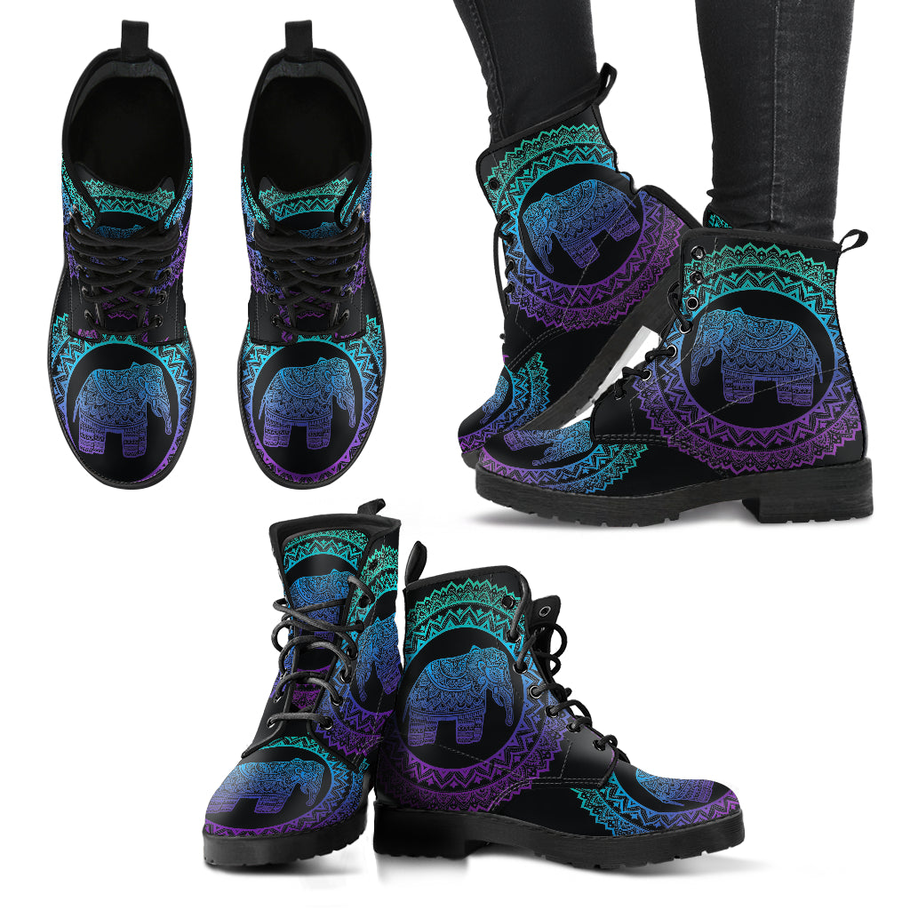 Purple Elephant Mandala Womens Boots