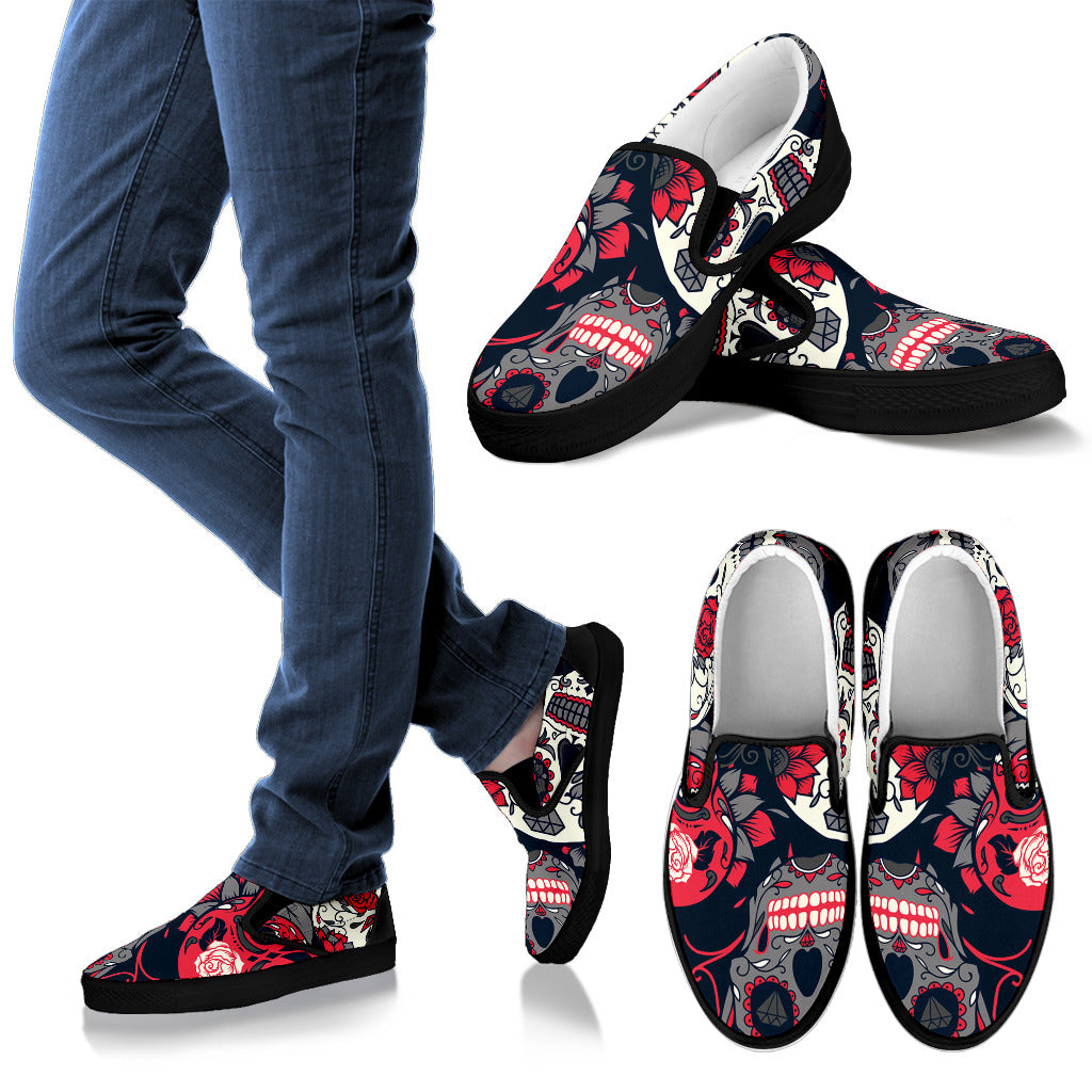 Sugar Skulls & Roses Slip On Shoes