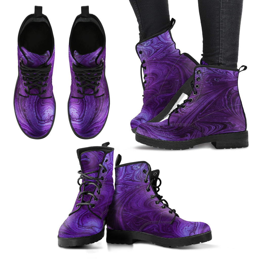 Purple Abstract Swirls Womens Boots