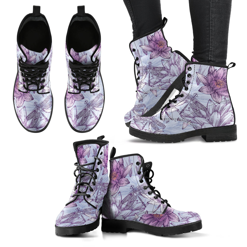 Pink Dragonfly Lotus Womens Boots