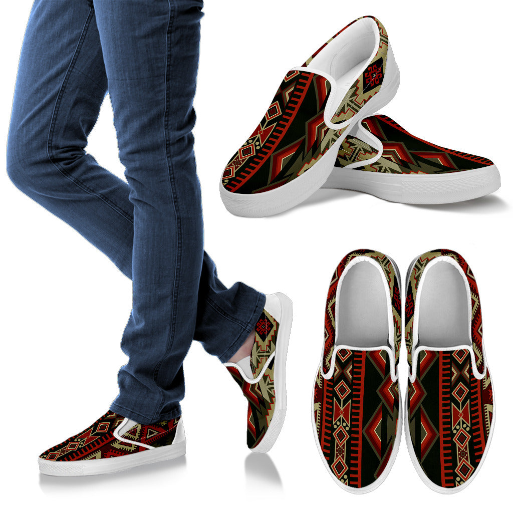 Red & Brown boho Chic Bohemian Aztec Slip On Shoes
