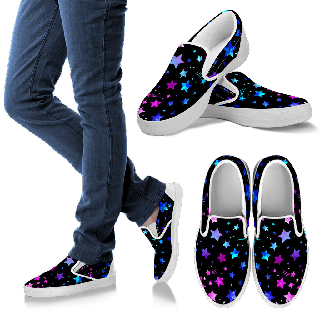 Pink Purple Stars Slip On Shoes