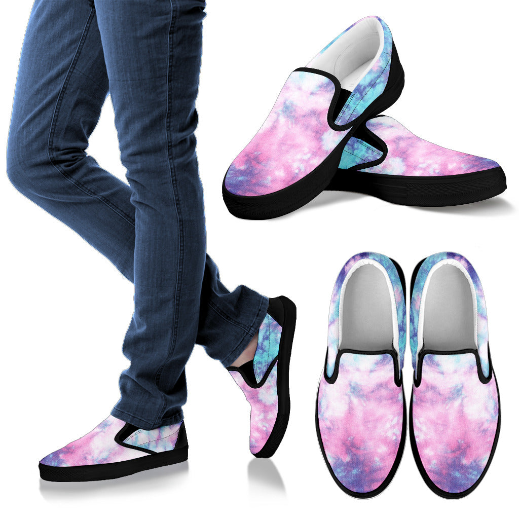Blue & Pink Cotton Candy Tie Dye Print Slip On Shoes