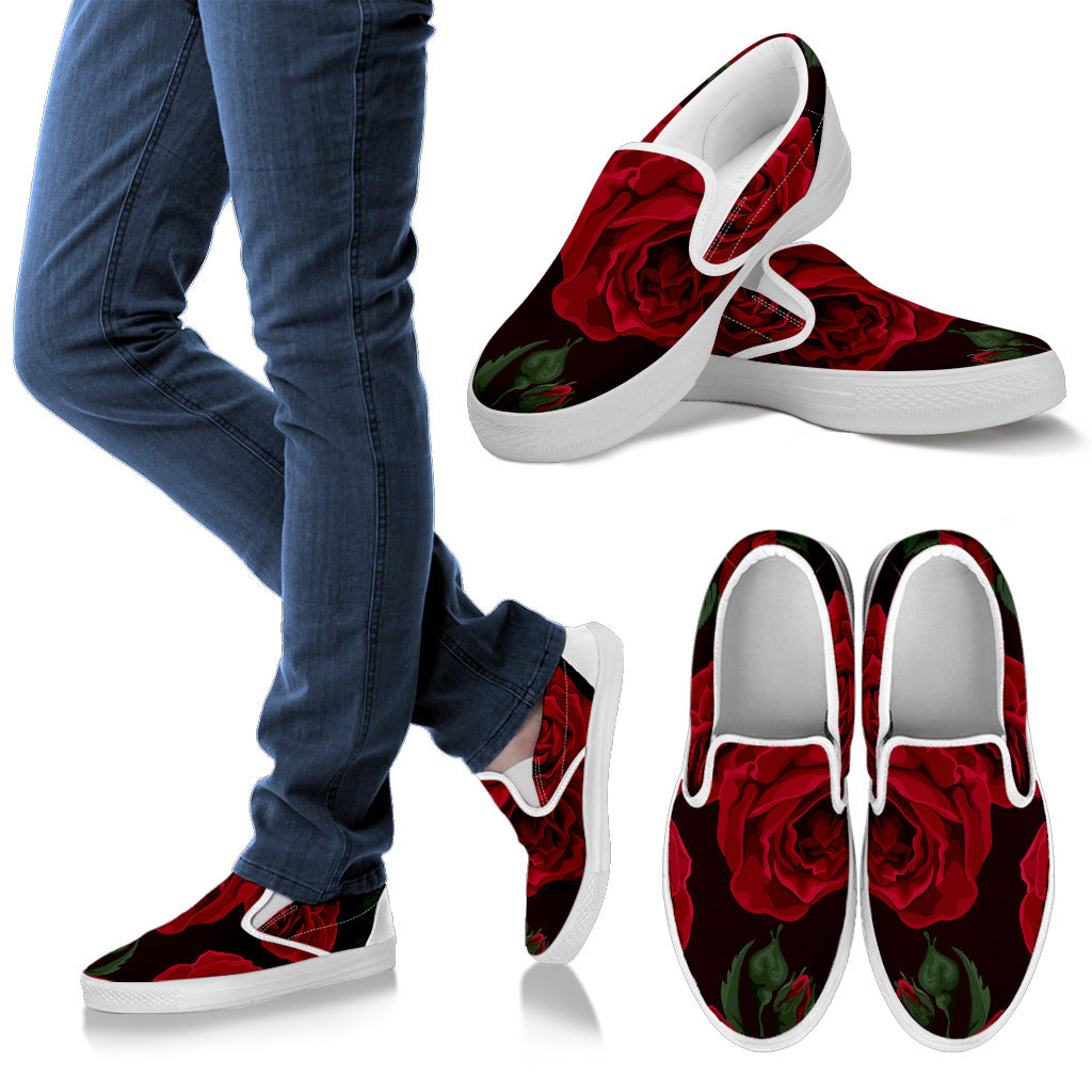 Red Roses Slip On Shoes