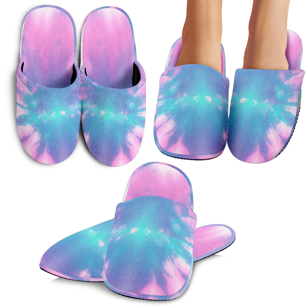 Pink & Blue Tie Dye Slippers