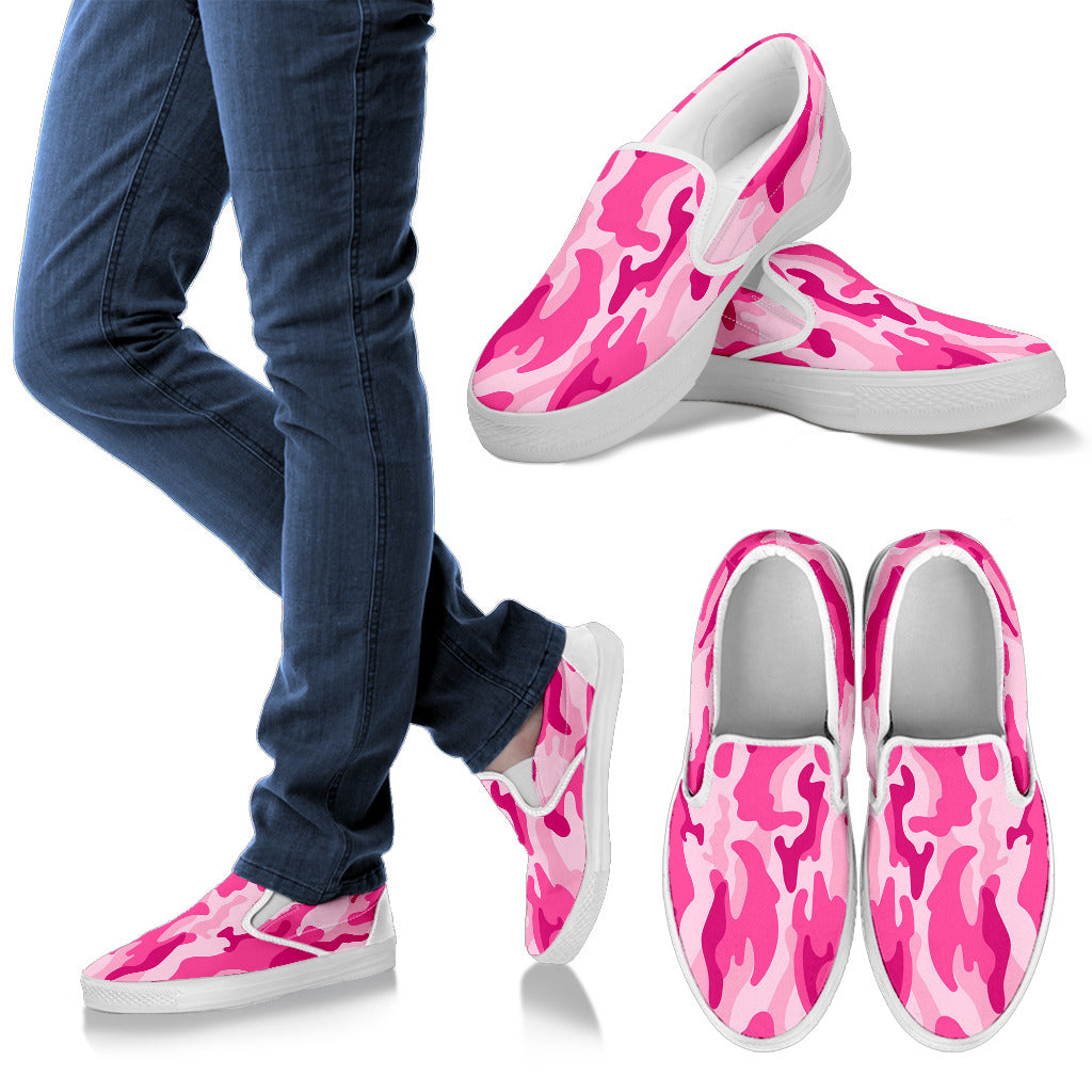 Pink Camouflage Slip On Shoes