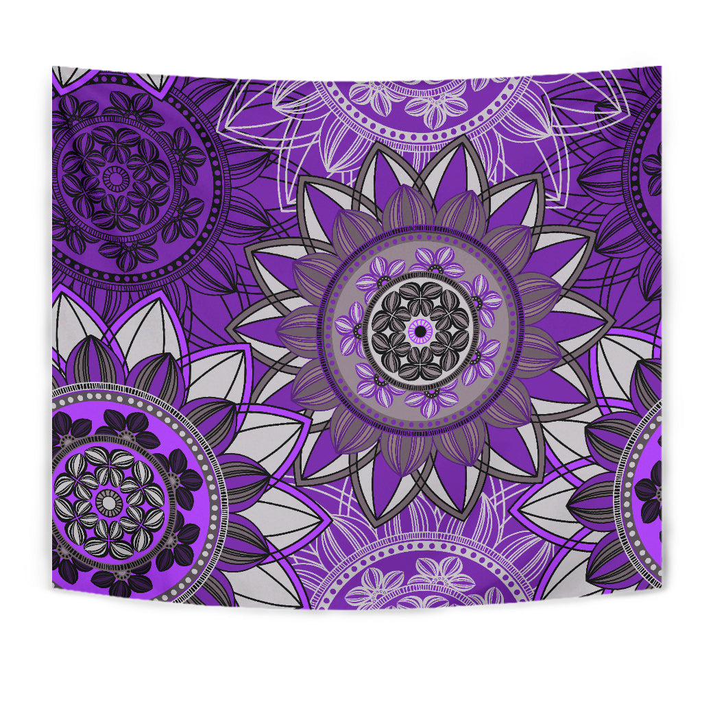 Purple Floral Mandalas Wall Tapestry