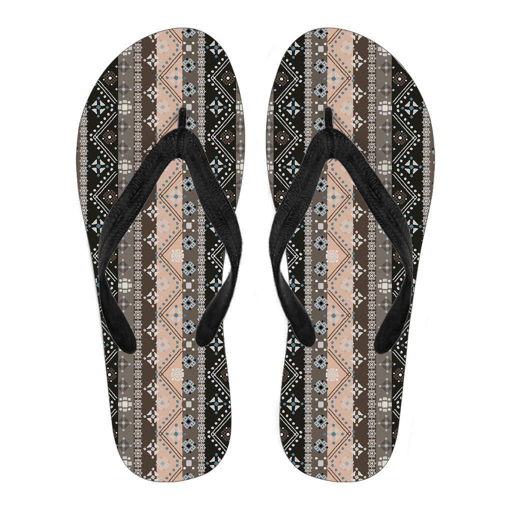 Brown Boho Ethnic Flip Flops