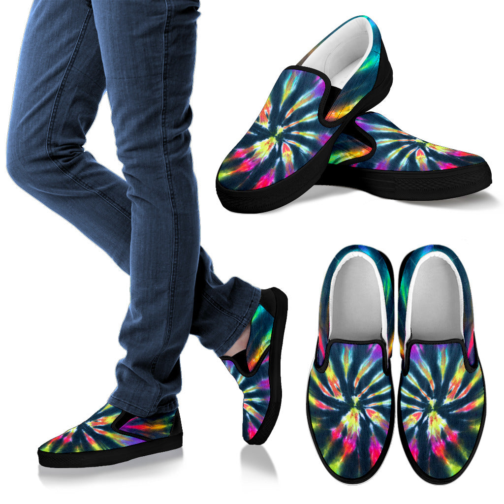 Colorful neon Tie Dye Print Slip On Shoes