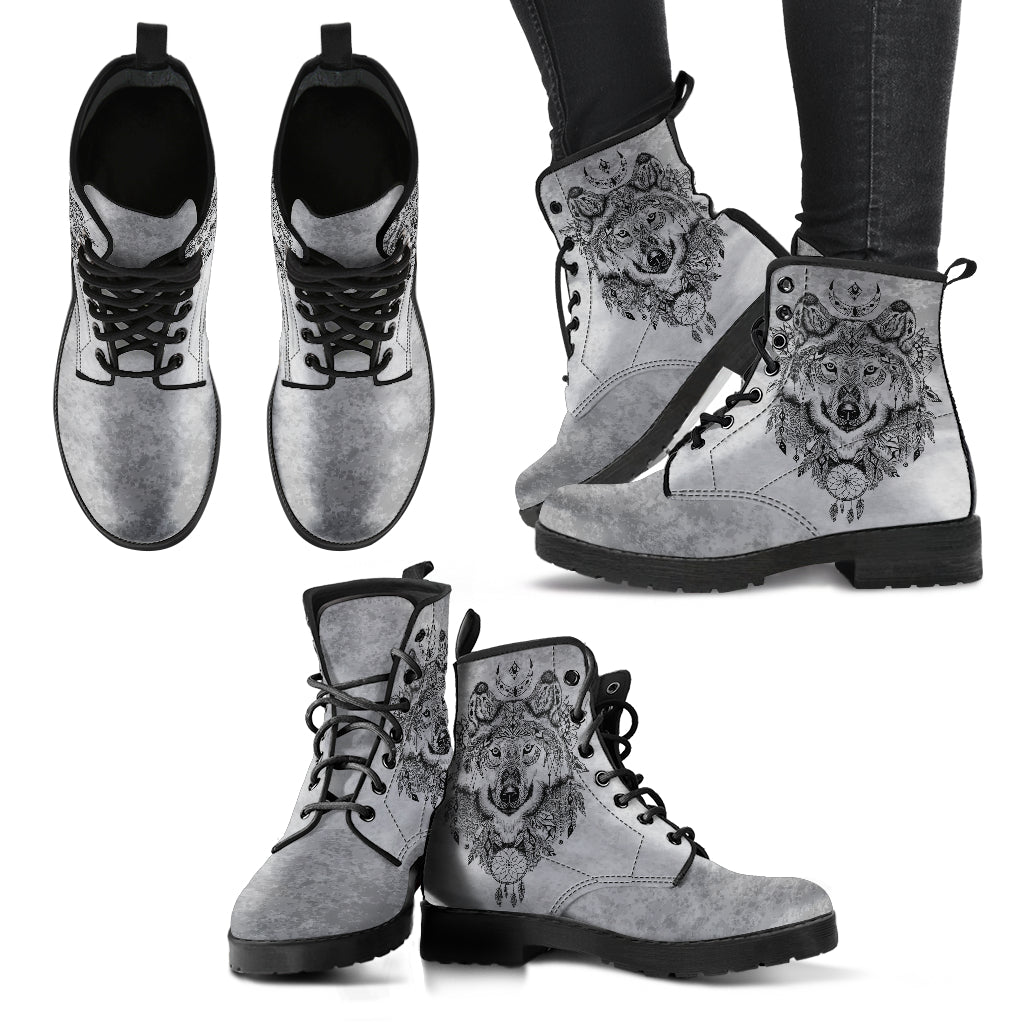 Grey Boho Wolf Womens Boots