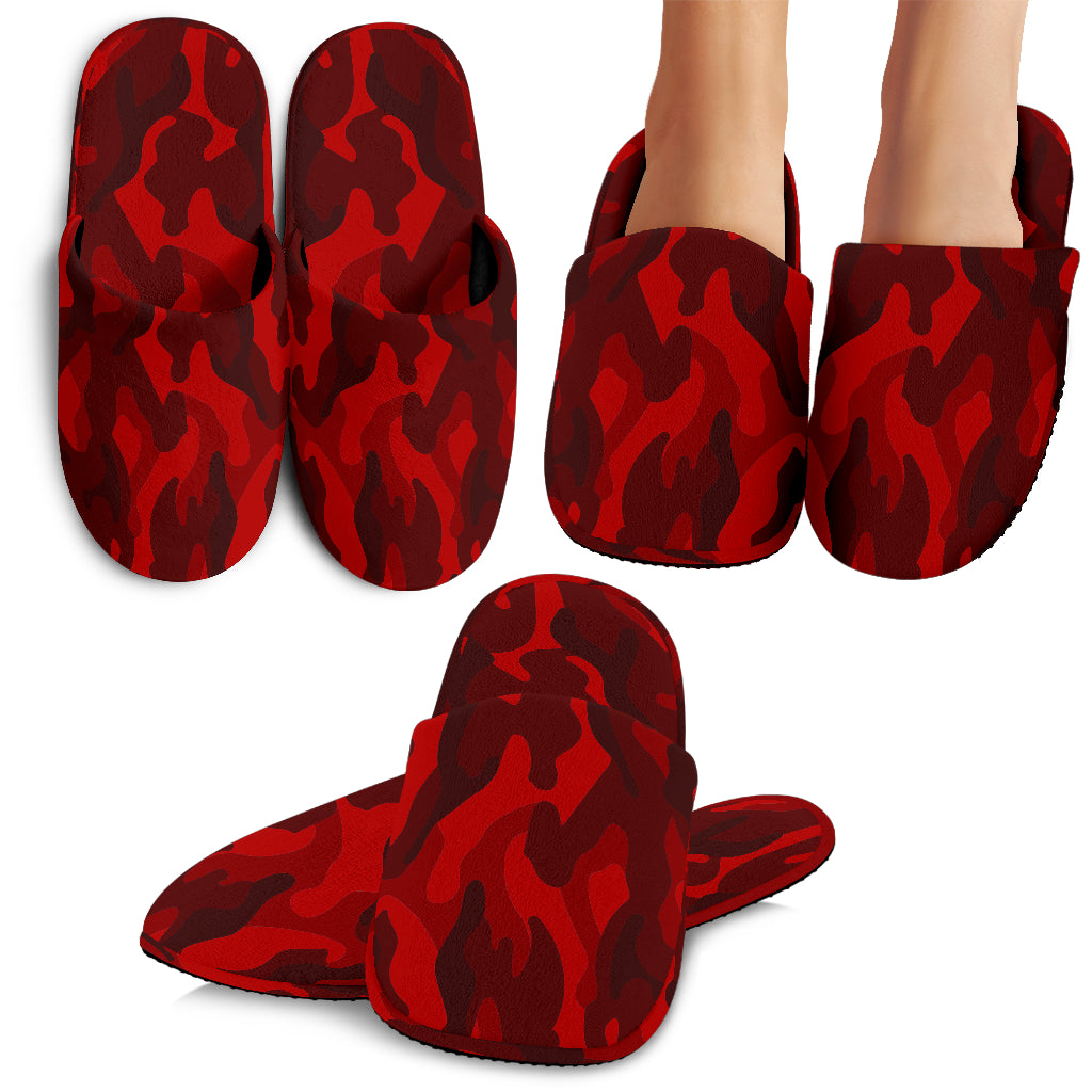 Dark Red Camouflage Slippers