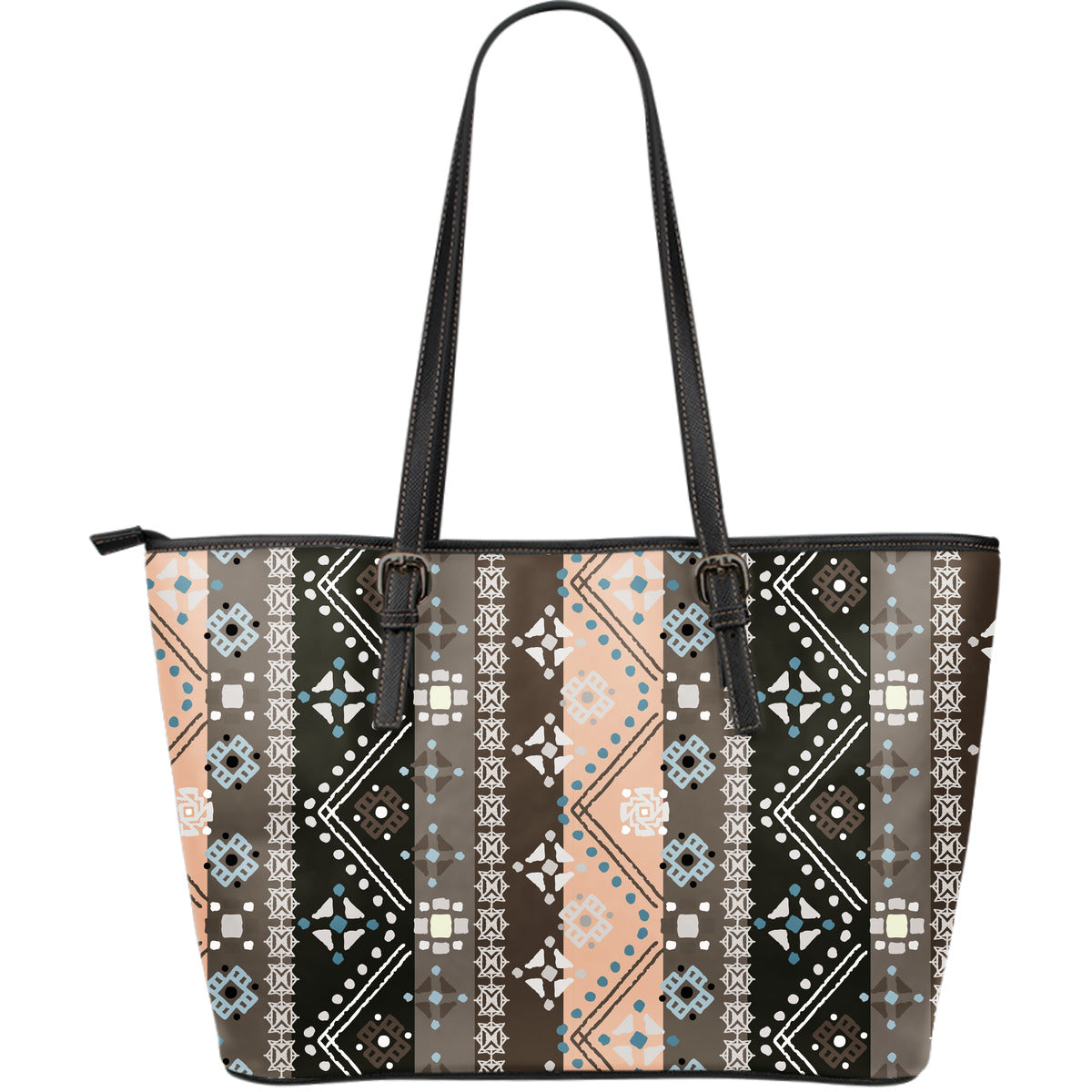 Brown Boho Ethnic Leather Tote Bag