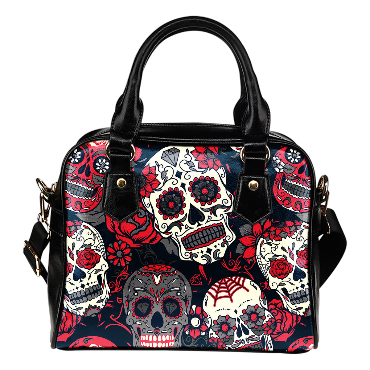 Sugar Skulls & Roses Shoulder Handbag