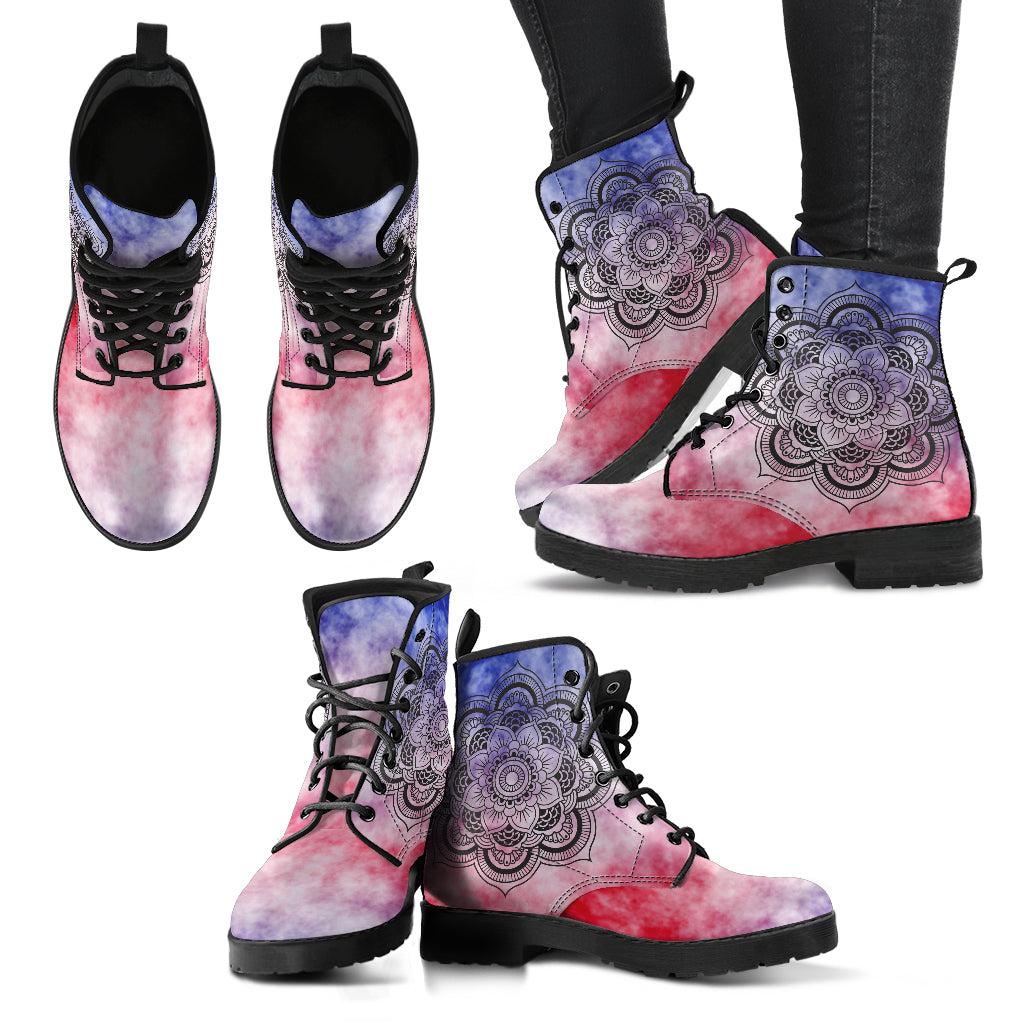 Pink Tie Dye Mandala Womens Boots