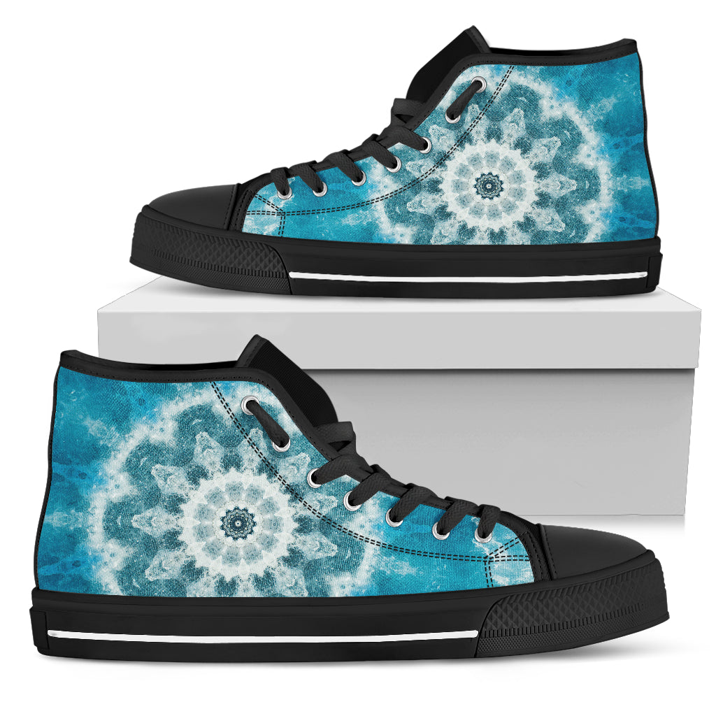 Blue Green Ocean Mandala High Top Shoes