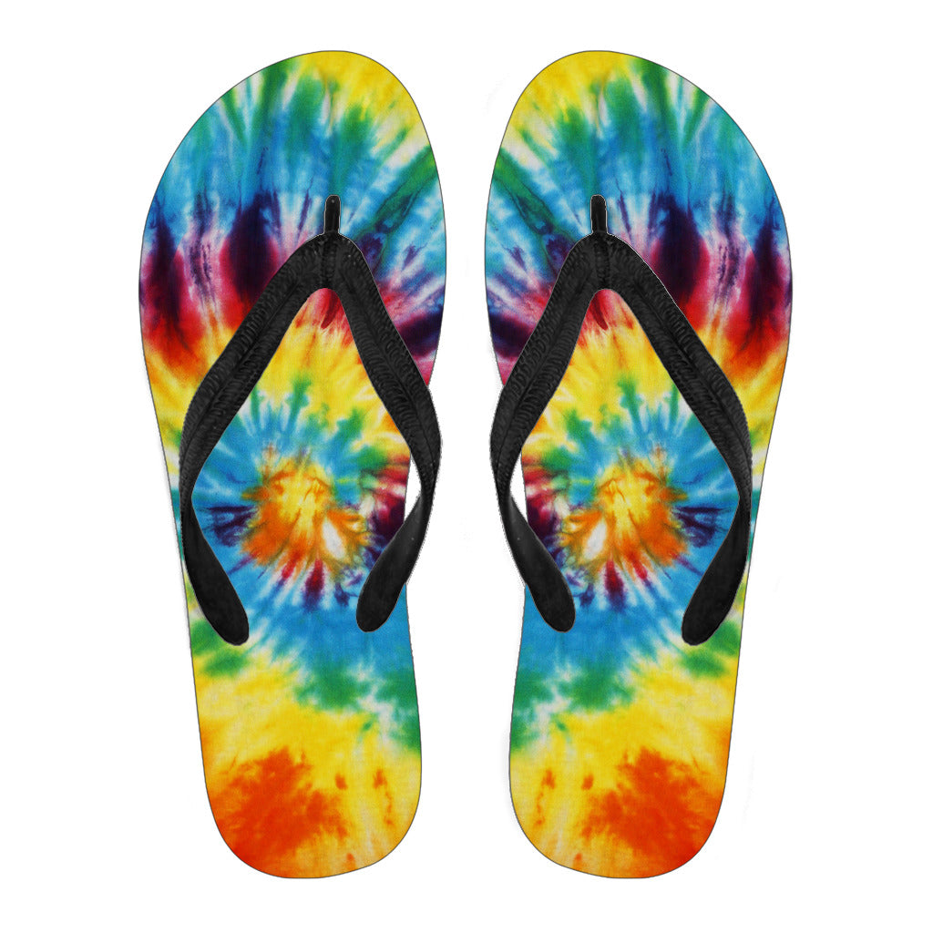 Colorful Tie Dye Abstract Art Flip Flops