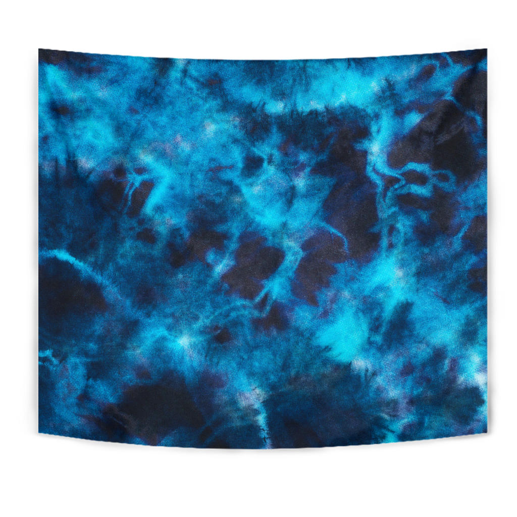 Blue Tie Dye Grunge Wall Tapestry