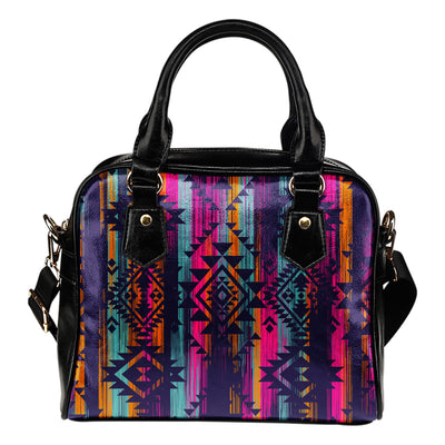 Colorful Boho Chic Bohemian Aztec Streaks Shoulder Handbag