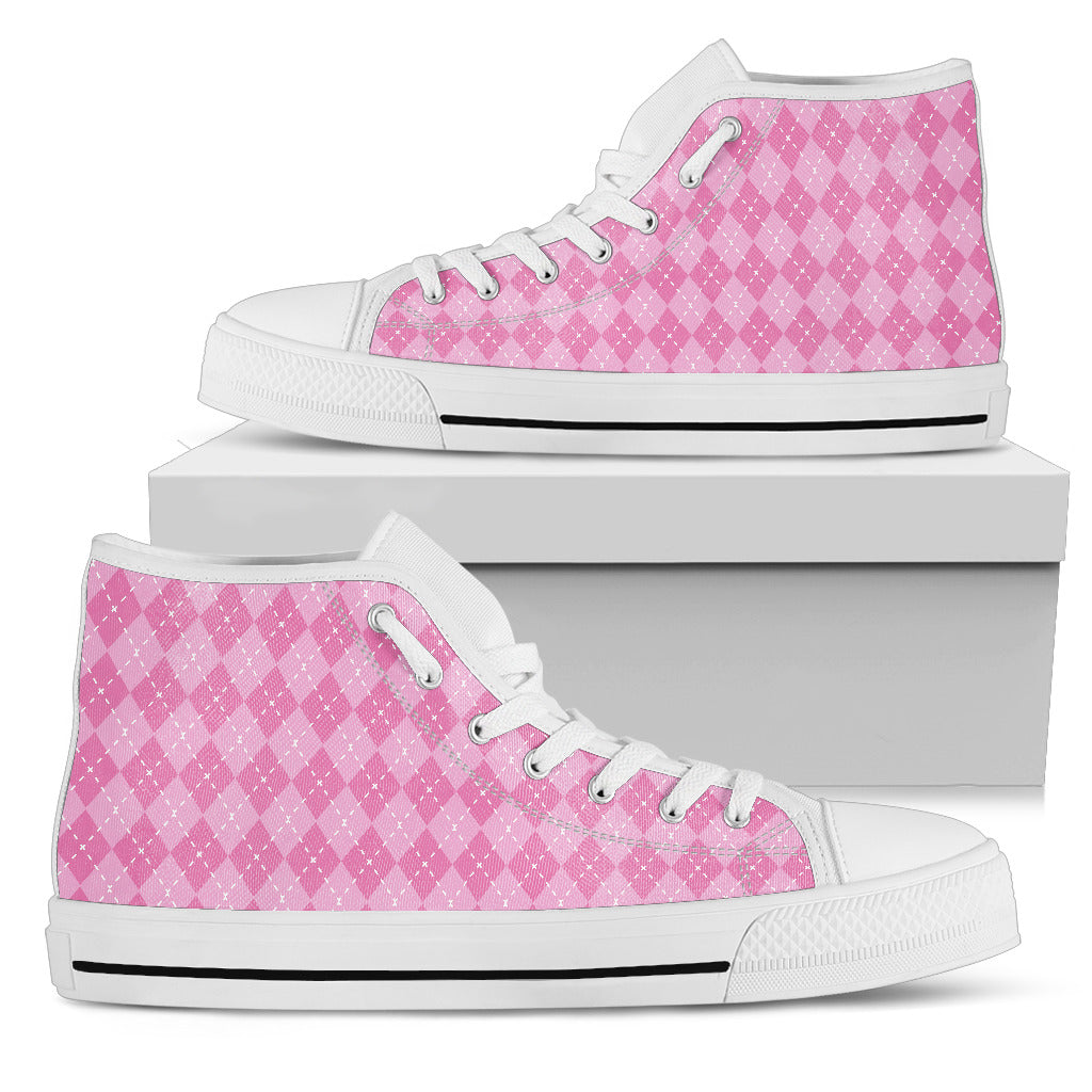 Pink Argyle High Tops (White)