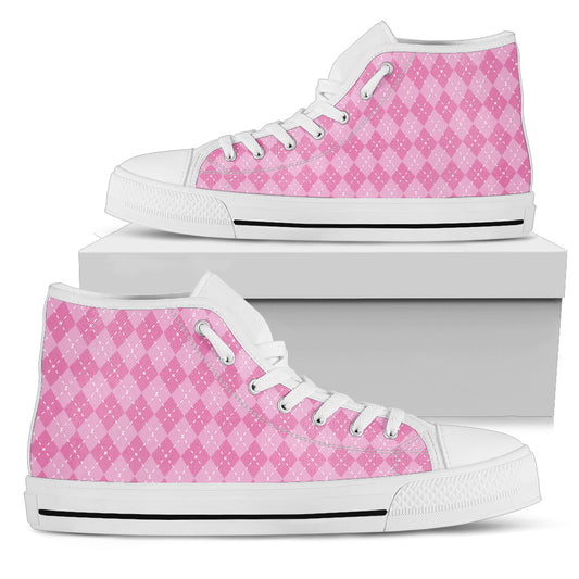 Pink Argyle High Tops (White)