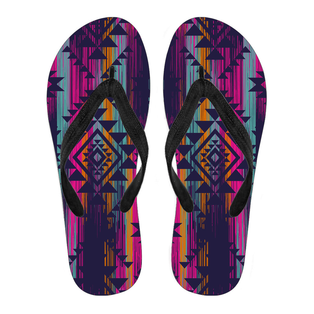 Colorful Boho Aztec Streaks Flip Flops