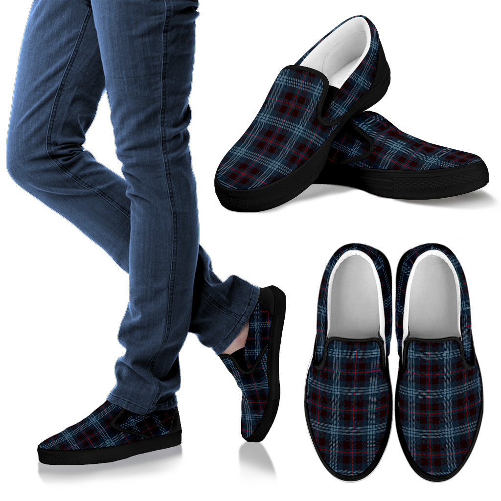Blue Plaid Slip On Shoes