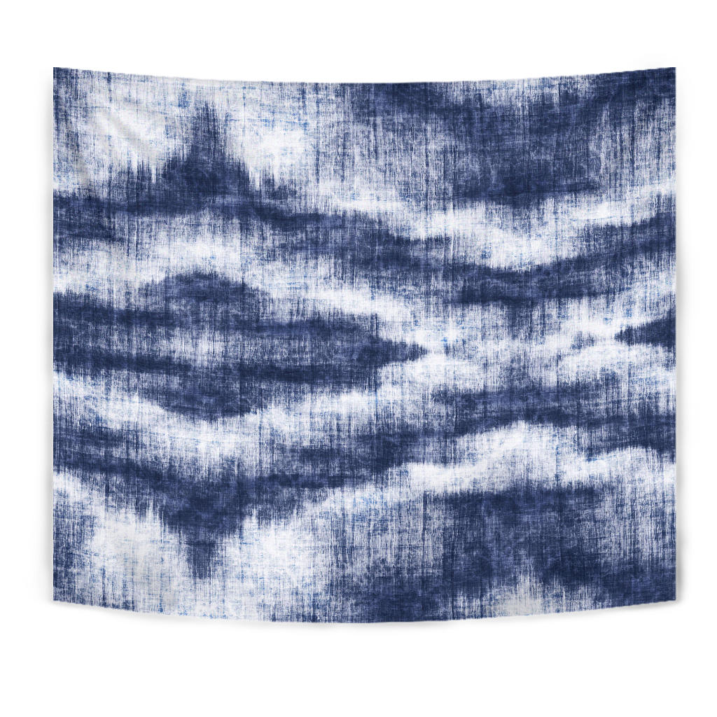 Denim Blue Abstract Wall Tapestry
