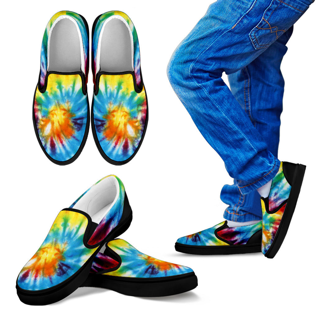 Colorful Tie Dye Abstract Art Slip On Shoes