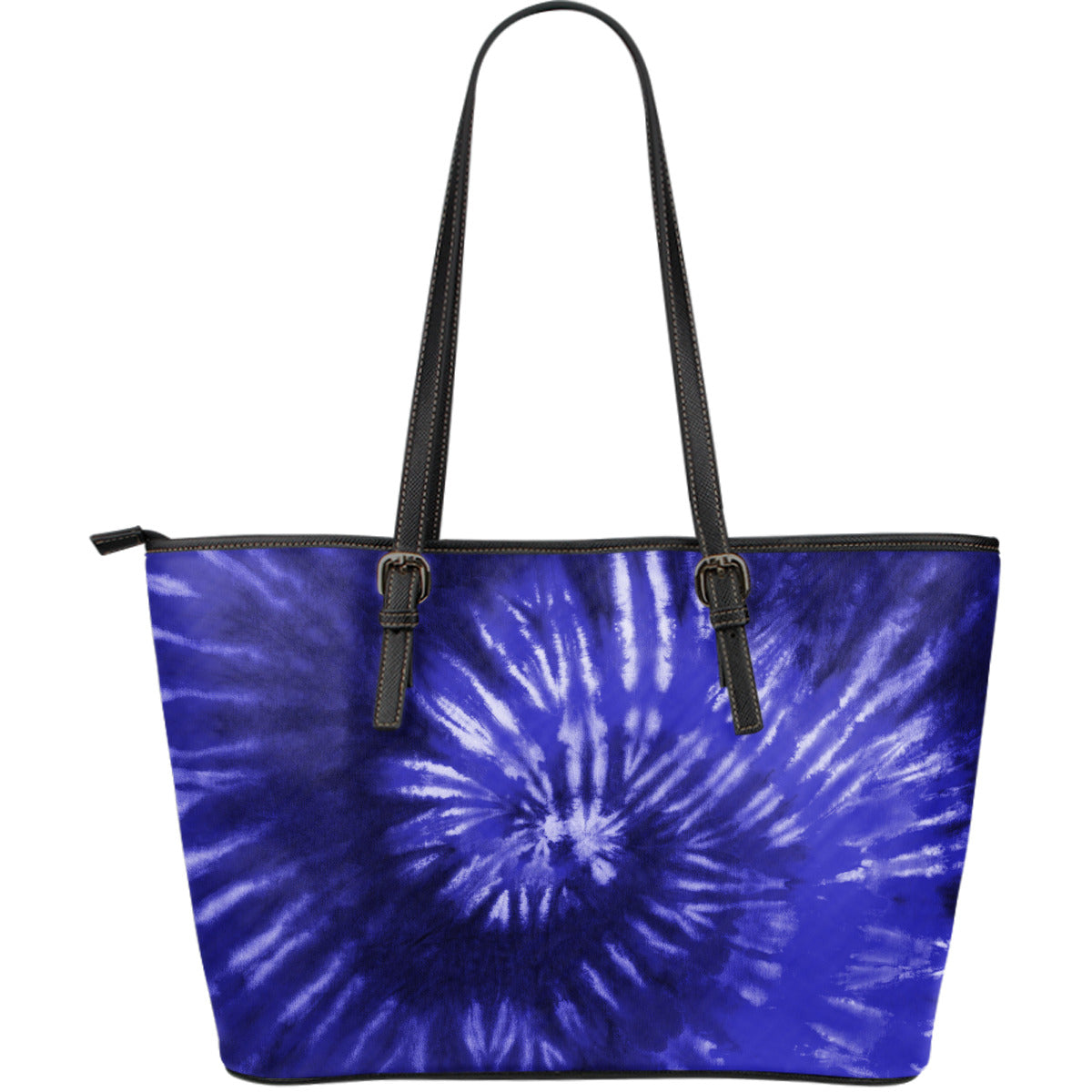 Royal Blue Tie Dye Leather Tote Bag