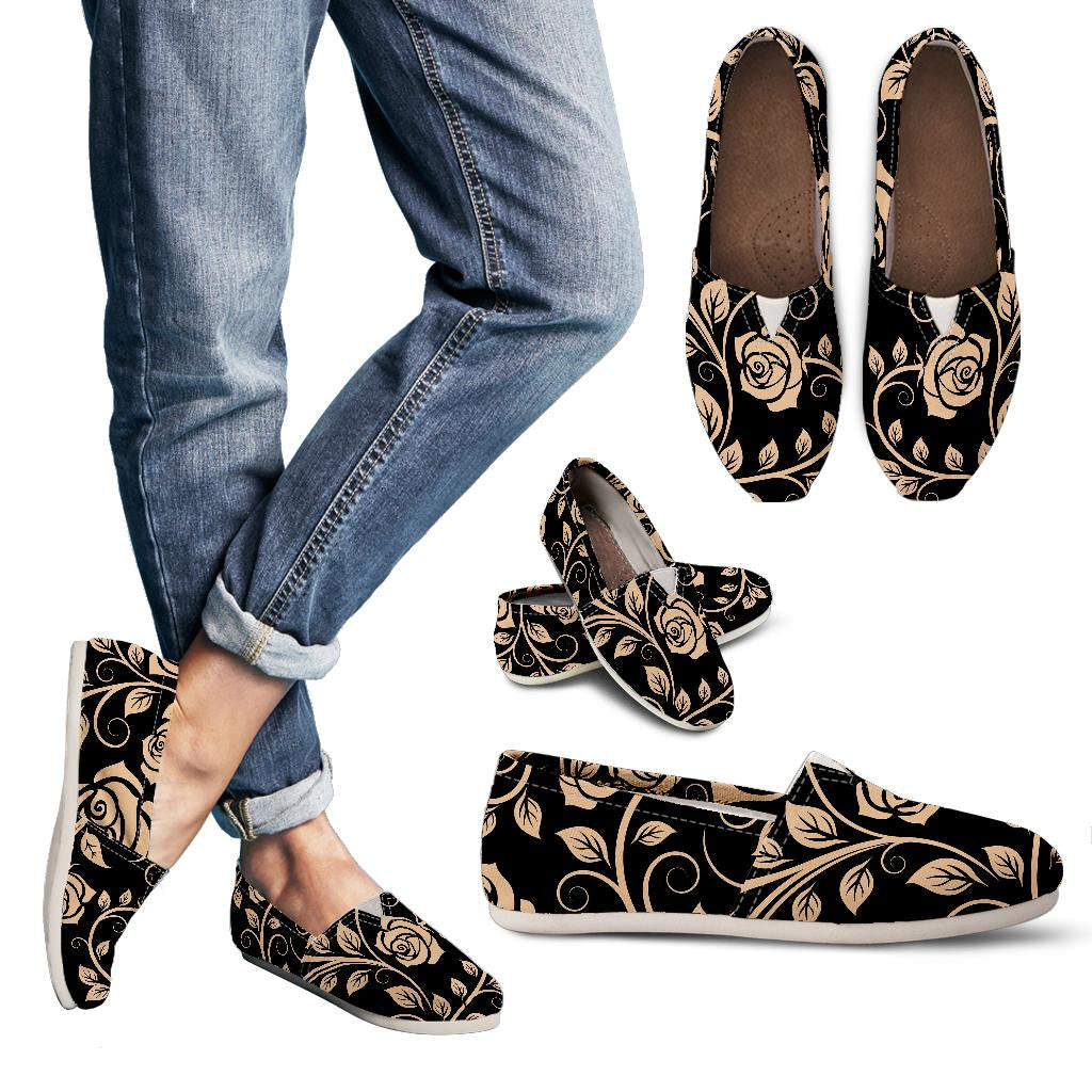 Tan Floral Decor Casual Shoes