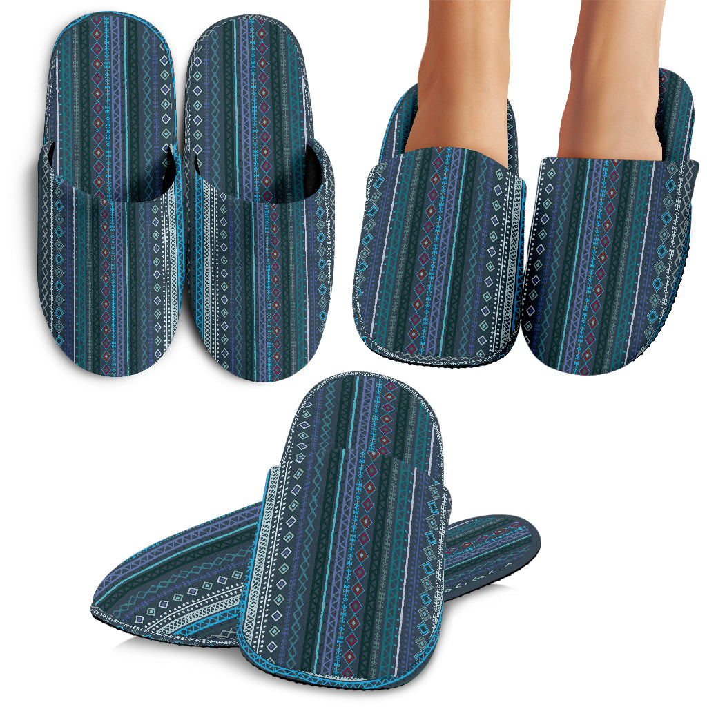 Blue Boho Stripes Decor Slippers