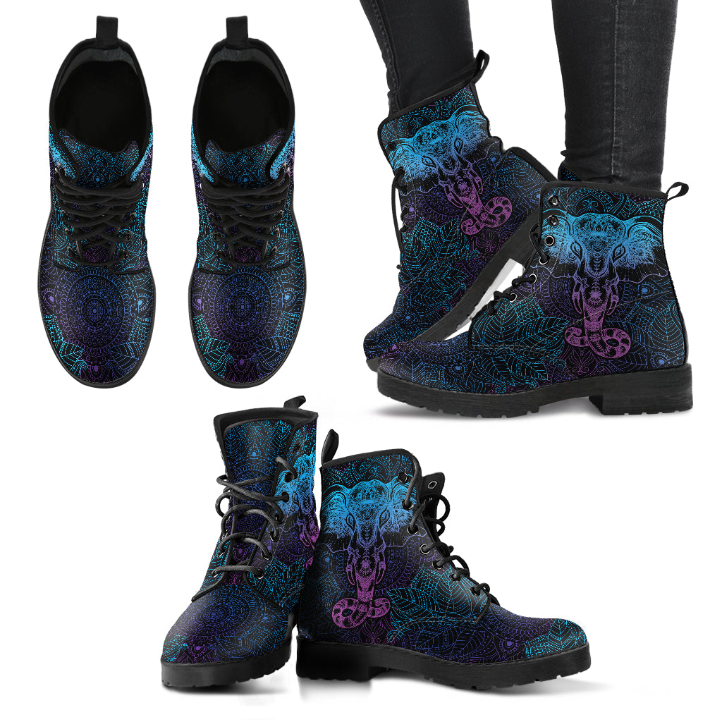 Dark Elephant Lotus Mandalas Womens Boots