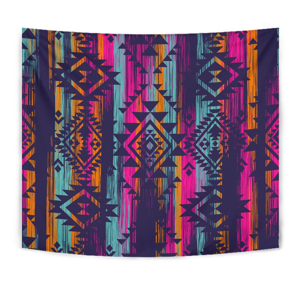 Colorful Boho Aztec Streaks Wall Tapestry