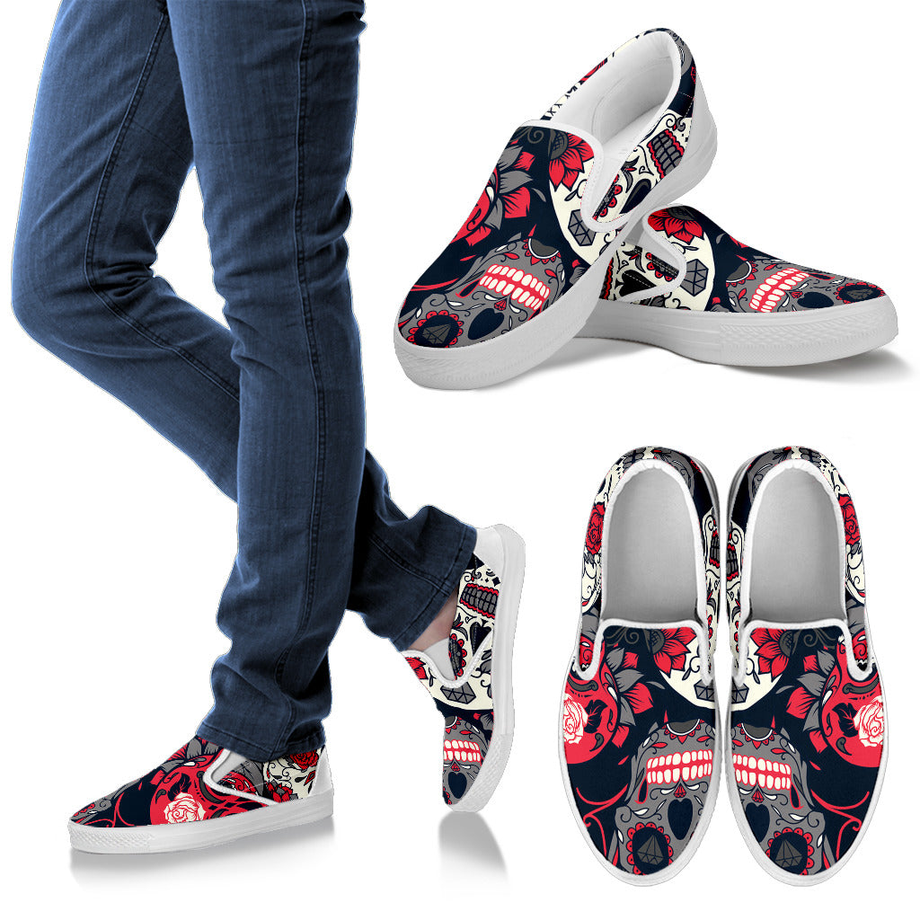 Sugar Skulls & Roses Slip On Shoes
